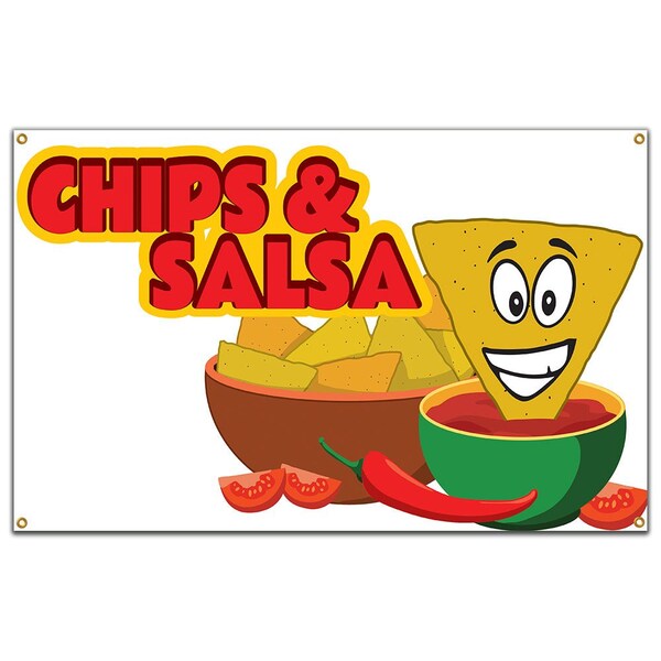 Signmission Chips & Salsa Banner Heavy Duty 13 Oz Vinyl with Grommets Single Sided B-60 Chips & Salsa - main